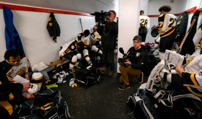 Fort Dupont Cannons players in locker room