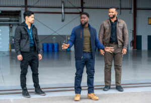 Jason Gosbee on the set of The Man From Toronto with Kevin Hart