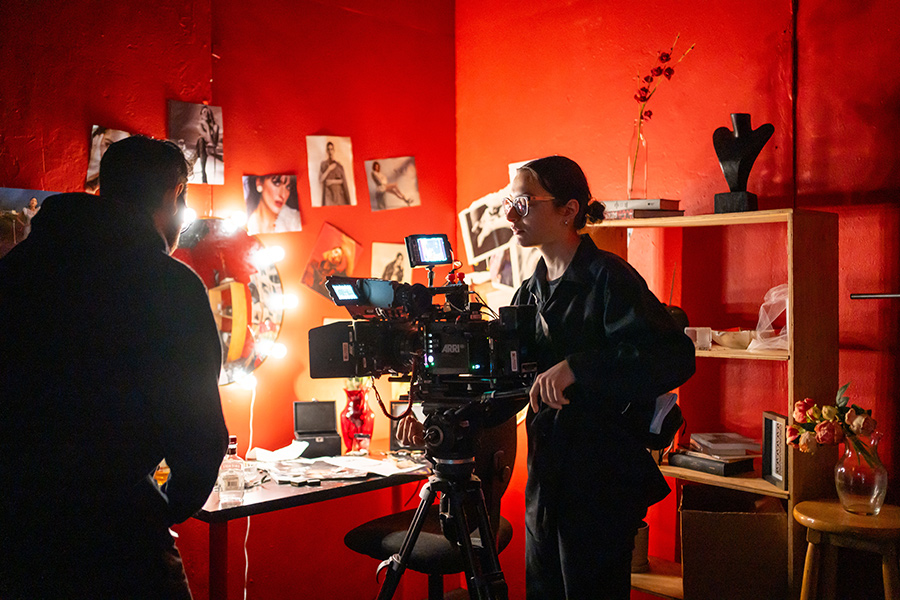 TFS students on set